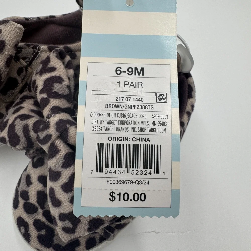 Cat & Jack NWT Baby Leopard Sneakers Brown 6-9 Months Slip-On